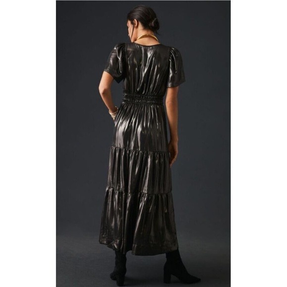 Anthropologie The Somerset Maxi Dress Small Metallic Shine Edition NEW - Picture 3 of 7